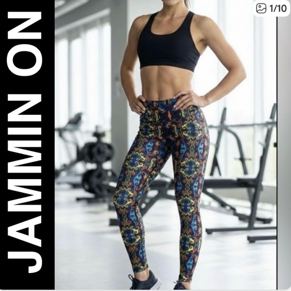 Jammin On Pants - JAMMIN ON Women’s Multi Color Neon Paisley Leggings Size Medium NWT